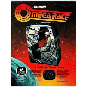 1981 Midway Omega Race Arcade Game Flyer Space Capsule Sit-In Model